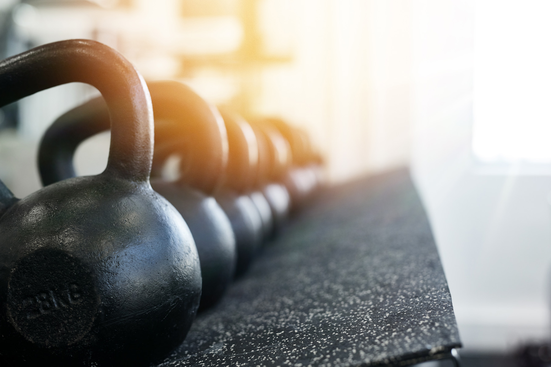Fitness — kettlebells in a gym